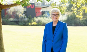Chancellor Gail McGowan outside