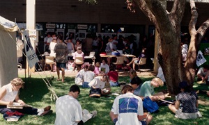 Students on Murdoch University campus during Market Day
