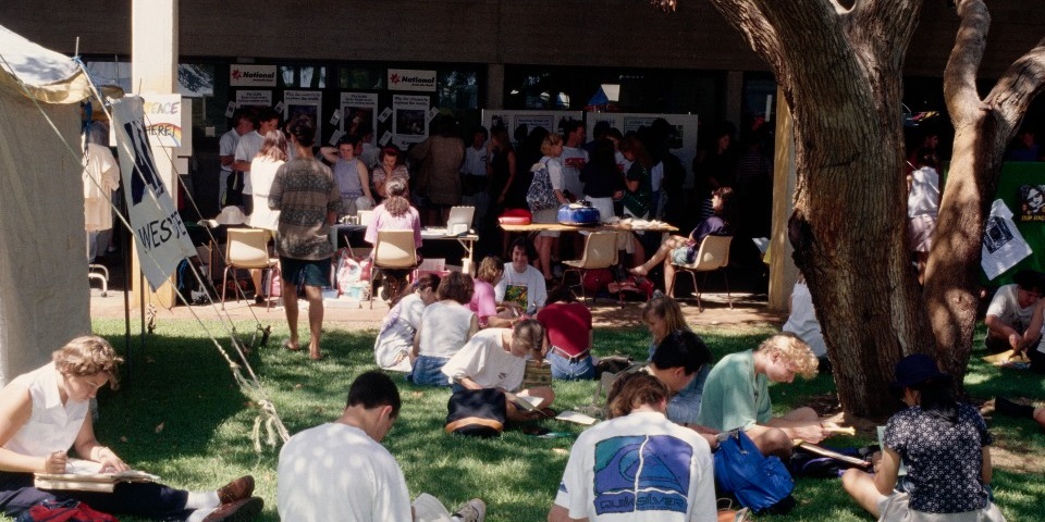 Students on Murdoch University campus during Market Day